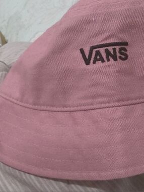 Vans Pink Bucket Hat with Black Embroidered Logo